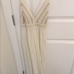 Long off white crochet knit dress